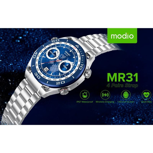 ساعت هوشمندMODIOمدل MR31نقره ای گارانتی شش ماهه شرکتی