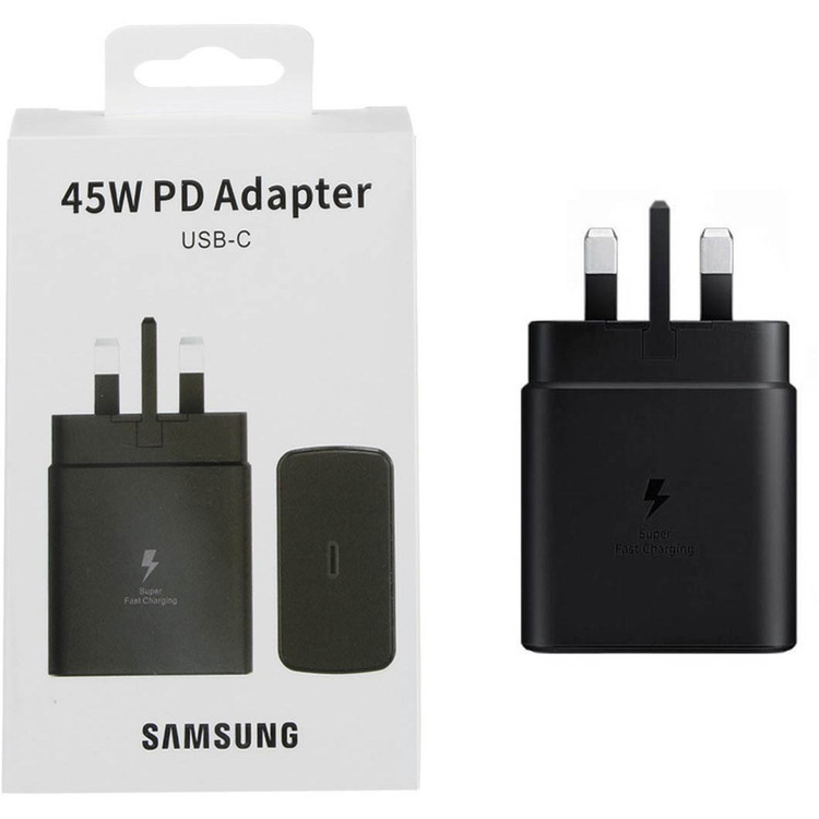 شارژر دیواری سه پین PD و فست تک پورت SAMSUNG Type-C مدل 45W ORG - مشکی (گارانتی شش ماهه)