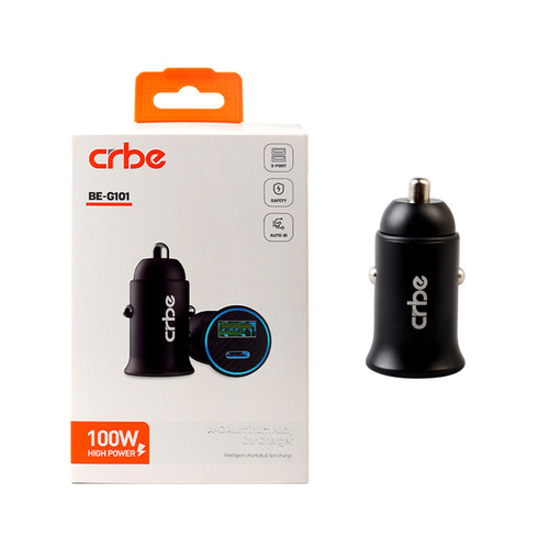شارژر فندکی فست دو پورت Crbe مدل BE-G101 100W - مشکی (گارانتی یکساله PMC)