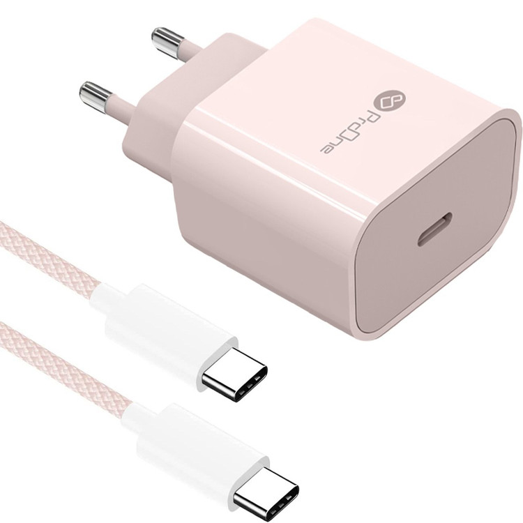 شارژر دیواری 20W فست و PD تک پورت ProOne مدل PWC540 به همراه کابل شارژ Type-C to Lightning - صورتی