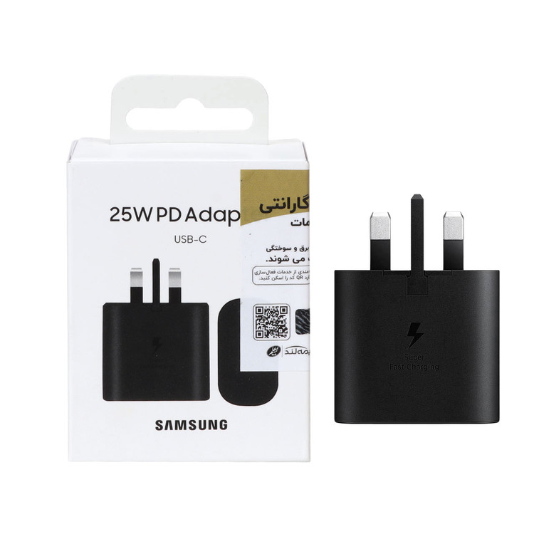 شارژر سه پین SAMSUNG 25W Plus اصلی TA800 ( فست و PD) (بیمه نامه 12 ماهه DGARD)