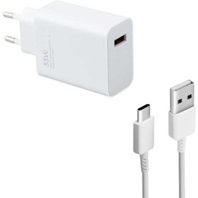 شارژر دیواری 33W فست تک پورت Xiaomi مدل MDY-11-EZ به همراه کابل شارژ Type-C - سفید