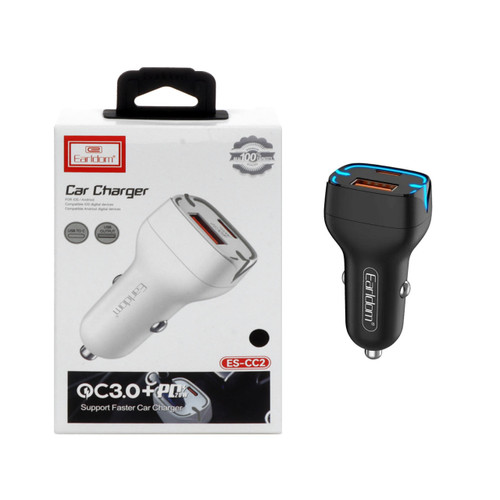 شارژر فندکی 20W فست و PD دو پورت Earldom مدل ES-CC2 - مشکی
