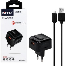 شارژر دیواری فست تک پورت NITU مدل TC040F به همراه کابل شارژ اندروید - مشکی